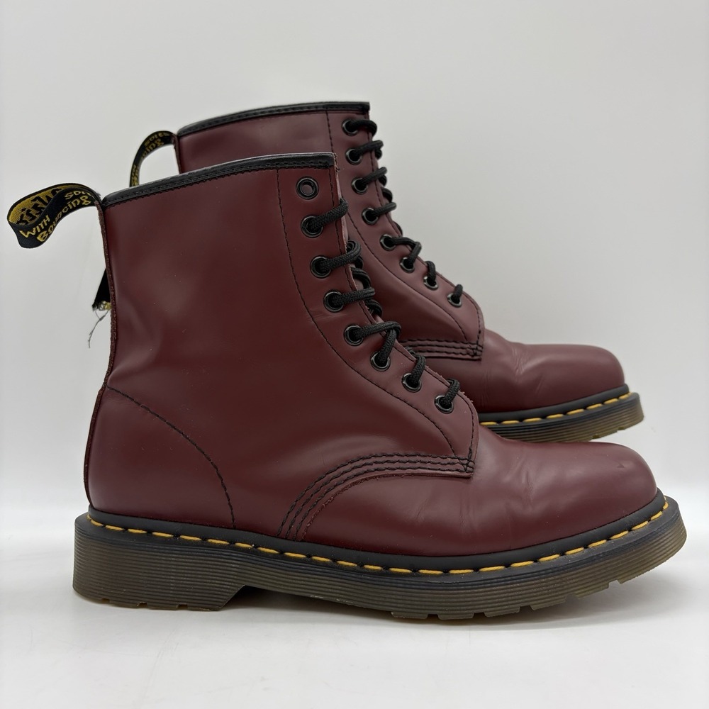 Dr. Martens Womens 9 Mens 8 Boots 1460 8-Eye Cherry Red Smooth Leather Lace Read - Picture 2 of 15